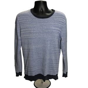 The Rail Men’s Crewneck Sweater - Blue Striped - Size Large - 100% Cotton